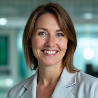 Portret profesional al Dr. Elena Popescu, o femeie de vârstă mijlocie, zâmbitoare, într-un cabinet modern, cu un halat alb și un stetoscop, inspirând încredere și expertiză.