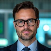 Portret profesional al Dr. Andrei Ionescu, un bărbat tânăr, cu ochelari și un zâmbet cald, într-un laborator de microbiologie cu fundal neclar de echipamente de cercetare.